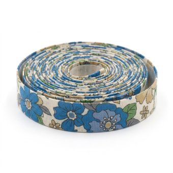Ruban thermocollant 15mmx2m fleuri bleu grandes fleurs