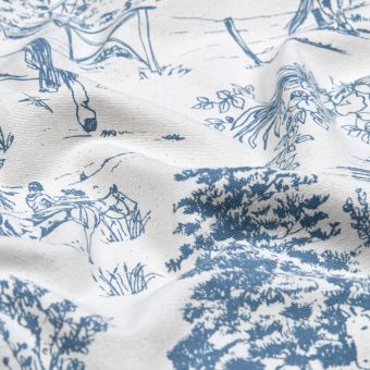 Toile polycoton imprimée toile de jouy Nescoral bleu