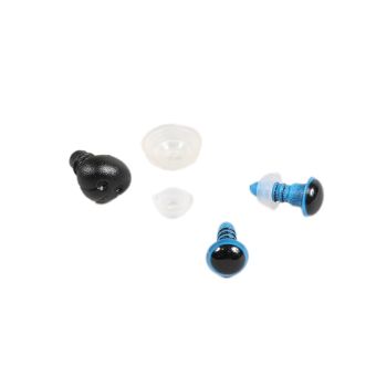 Lot de 2 yeux à clipser bleu + truffe