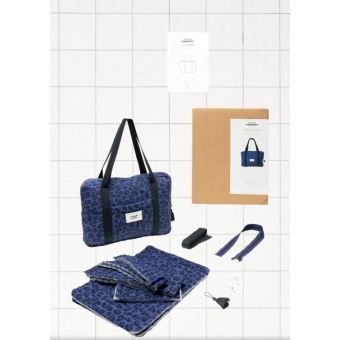 Kit DIY couture - Blanche pochette ordinateur léopard bleu - Promod Couture