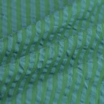 Tissu Seersucker coton vert