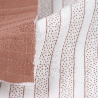 Tissu jersey coton Matelassé vertical brun