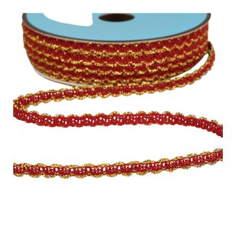Bobine 25m galon croquet métallique 8mm rouge