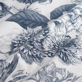 Tissu coton épais grande largeur jardin anglais bleu