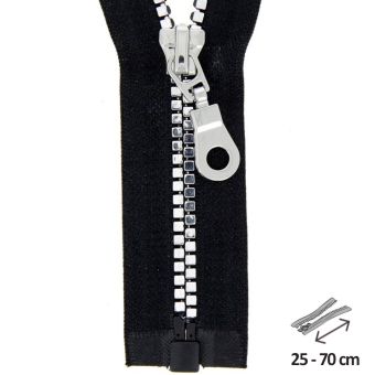Fermeture injectée métal séparable n°6 - 70 cm Noir Argent