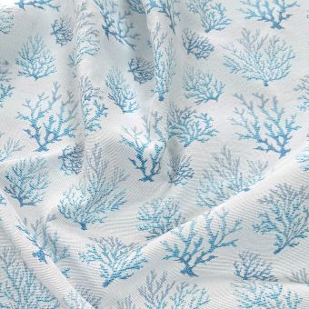 Tissu jacquard collection CORAIL Blanc/Turquoise