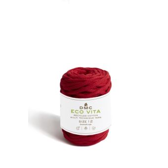 Pelote de fil à tricoter Nova Vita 12 - coton recyclé rouge col n°5