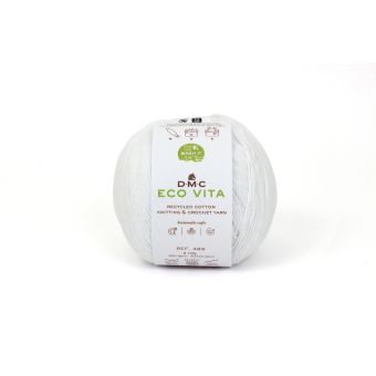 Pelote de fil à tricoter Eco Vita 3 recyclée blanc n°001 - DMC