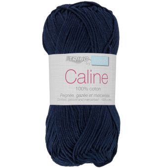 Pelote fil à tricoter Caline 50g 100% coton mercerisé - Col. 147 Bleu nuit