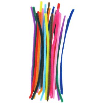 Chenilles couleurs vives 30 x 0,5 cm assortiment 24 pièces