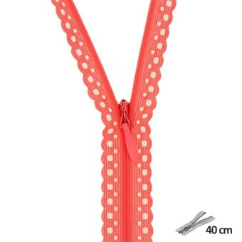 Fermeture dentelle géométrique n°3 - 40 cm Corail