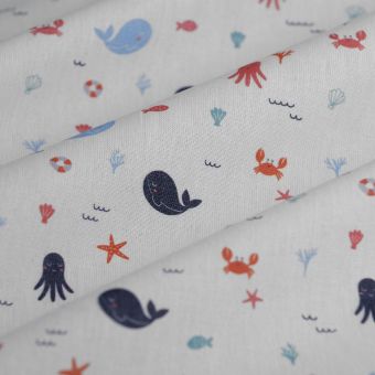 Tissu cretonne baleino multicolore