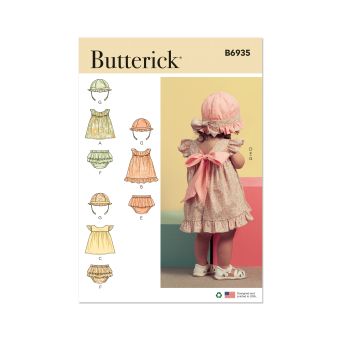 Patron Butterick 6935A - HAUT, CULOTTE ET CHAPEAU POUR BÉBÉS