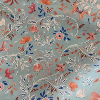 Tissu popeline de coton imprimé folie printanière bleu clair - Dashwood