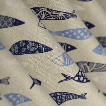 Tissu bachette linen look sardines bleu 