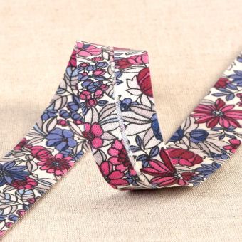 Biais fleuris rouge hermes 27mm