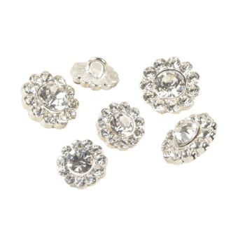 Lot de 3 boutons strass blanc