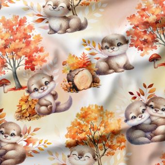 Tissu French Terry Loutre Automne – toile premium par mètre