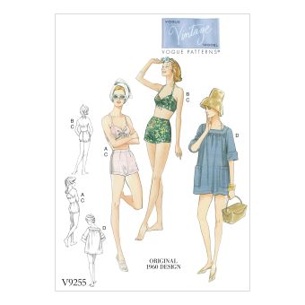 Patron Vogue 9255E5 maillot de bain femme vintage - dessin original de 1960E5 - du 42 au 50
