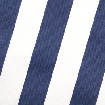 Tissu sergé de coton rayure 5cm marine 