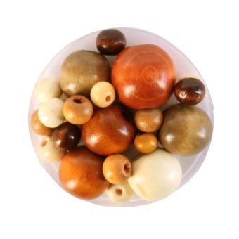 Perles en bois vernies 0,7 à 2cm 50 pièces