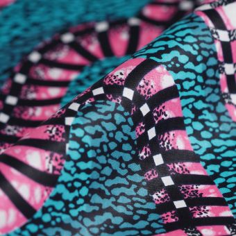 Tissu Wax serpent rose et bleu