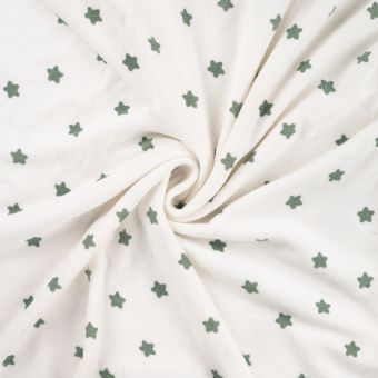 Maille jersey endroit effet éponge imprimée petite étoile vert