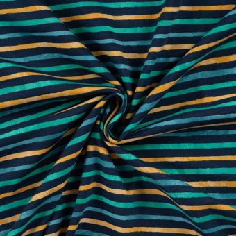 Tissu jersey coton elasthanne rayures marine