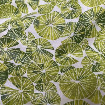 Tissu cretonne enduite nénuphar vert