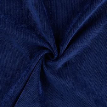 Tissu velours milleraies polyester élasthanne uni bleu roi