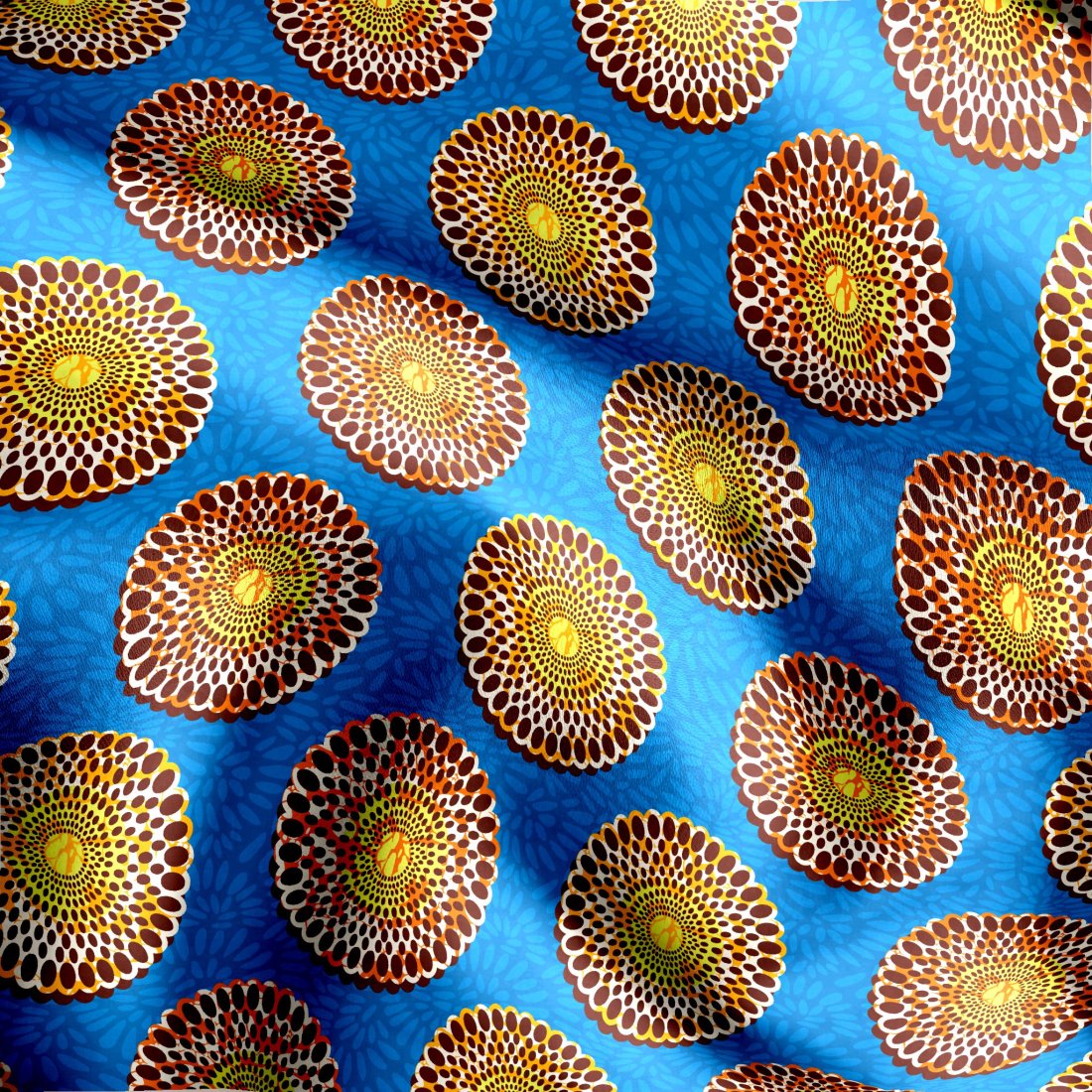 Tissu cretonne imprimé soleil oriental