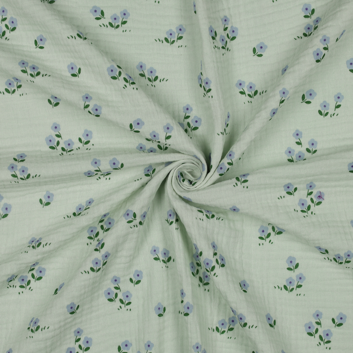Tissu double gaze imprimé petite fleurette vert menthe - Poppy Fabrics - Poppy Fabrics - Mondial Tissus