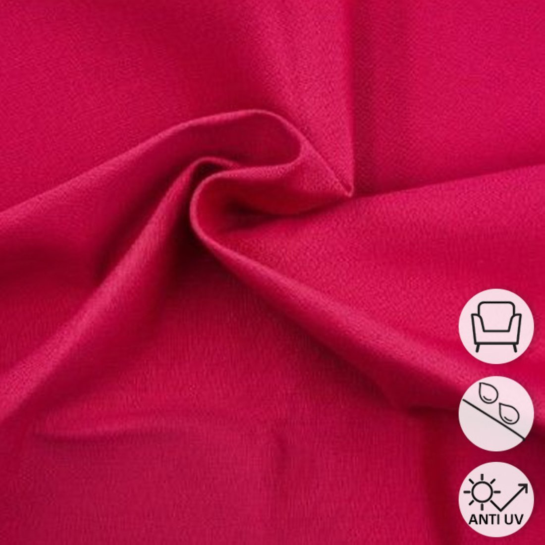 Tissu toile transat anti-uv uni uni fuchsia 44cm