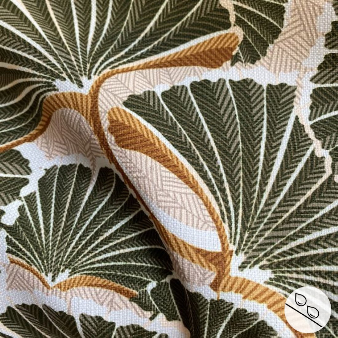 Toile polyester déperlante imprimée Sésame gingko