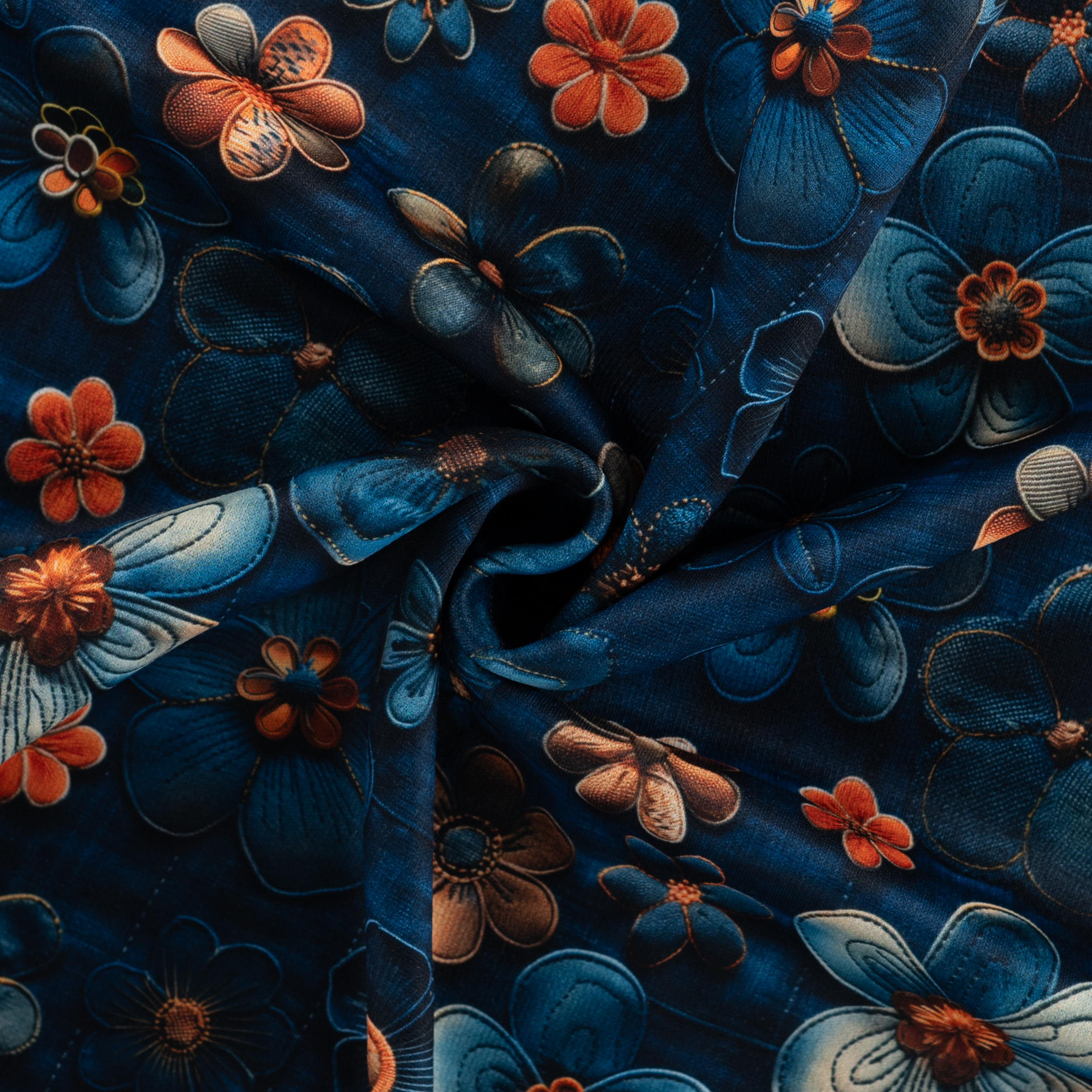 Tissu alpfleece imprimé digital fleurs 3D