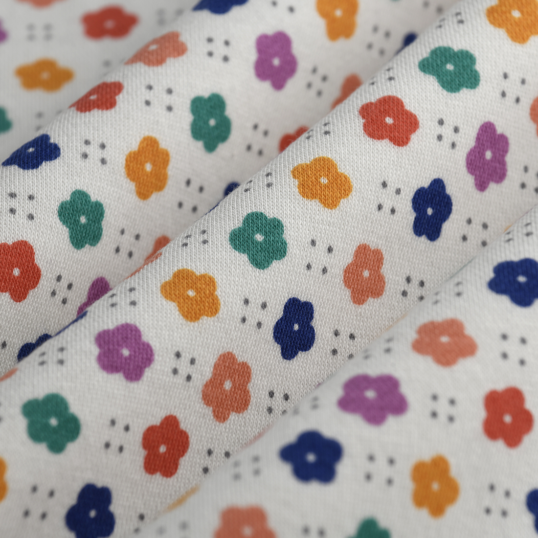 Tissu molleton fleur bold multicolore - MT