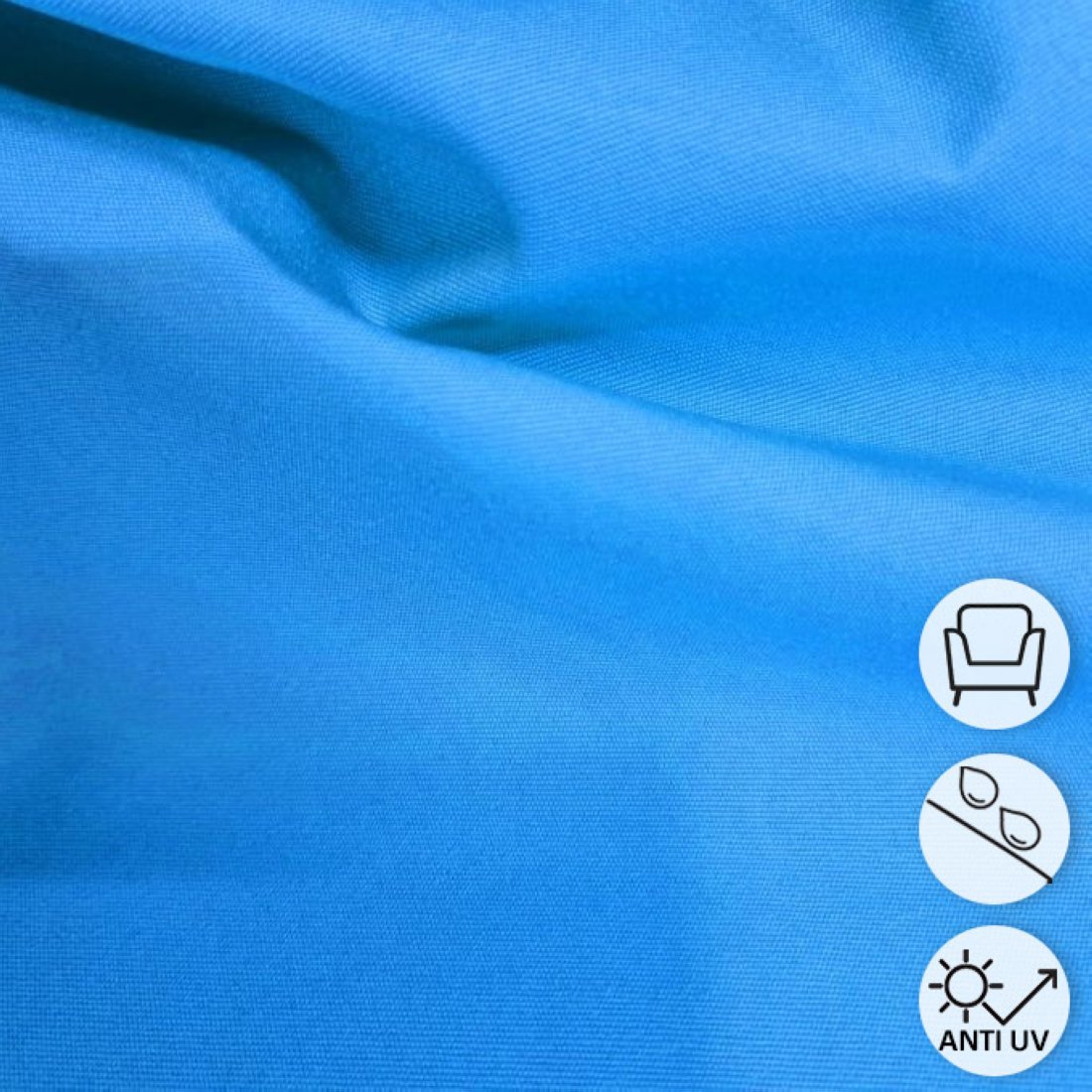 Toile unie Outdoor polyskin anti-uv et Teflon bleu capri 150 cm