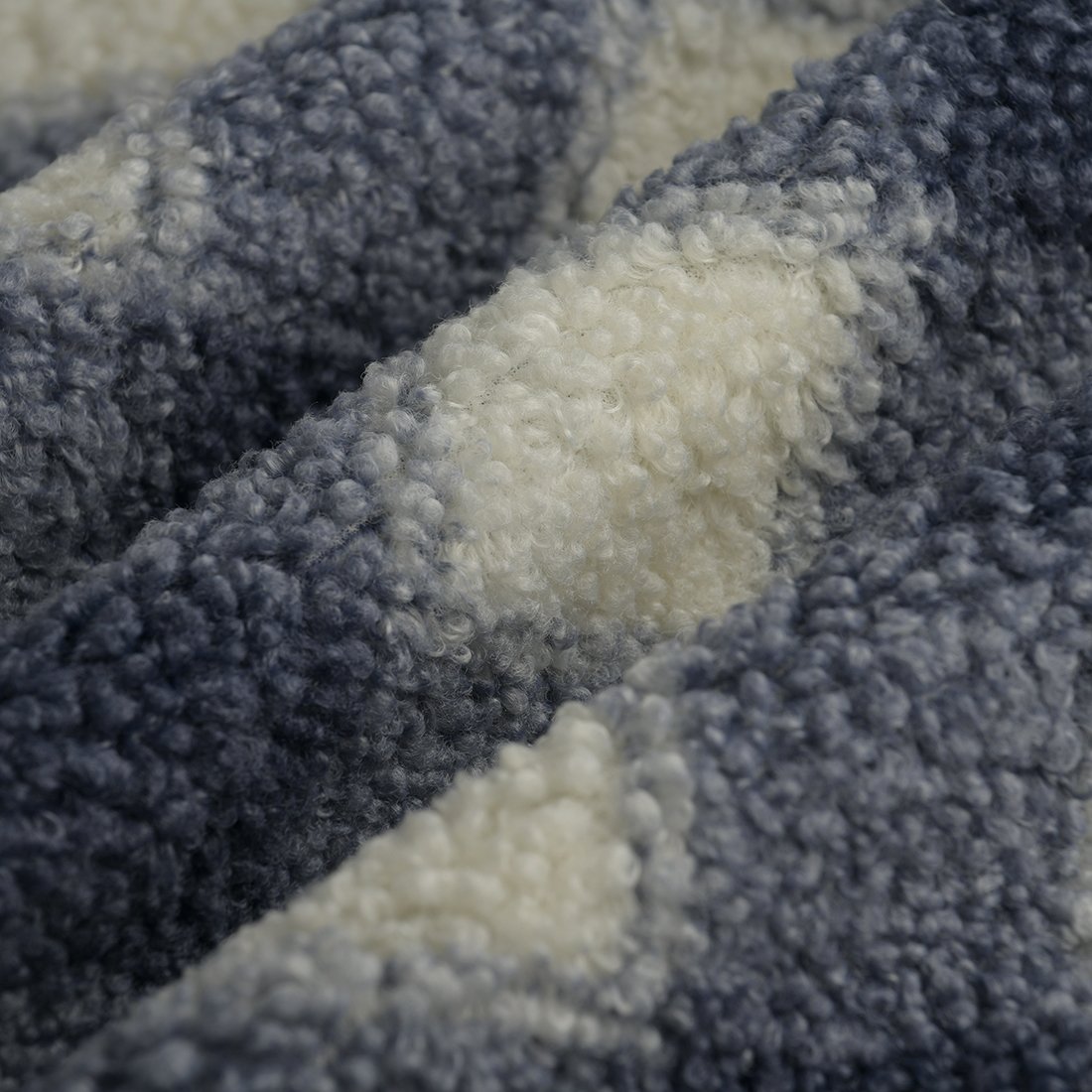 Tissu sherpa carreaux écru bleu