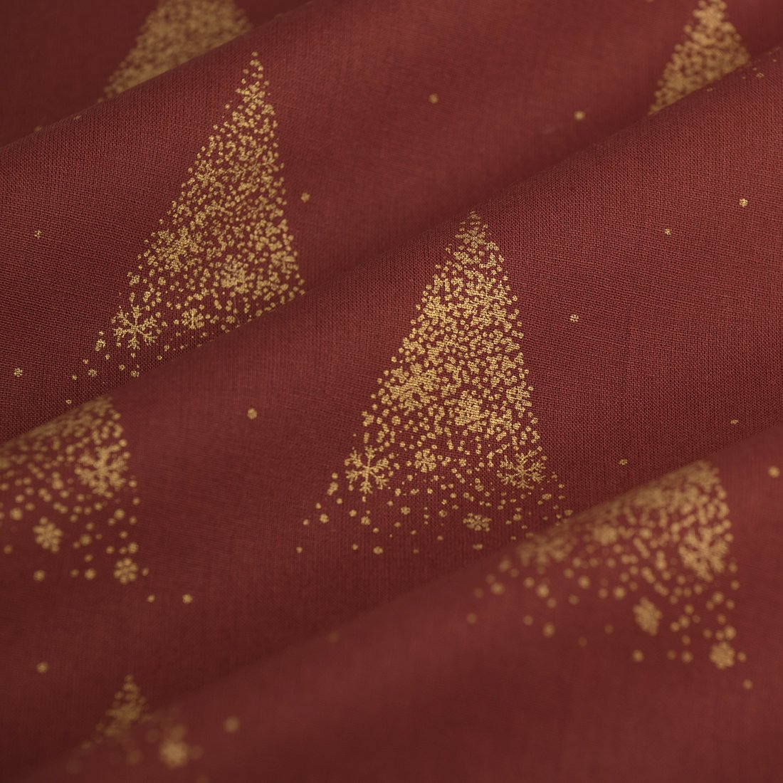 Tissu cretonne de Noël sapins flocons rouge - MT