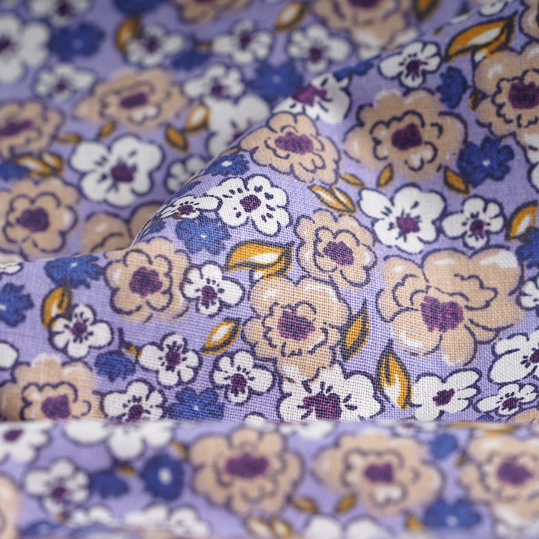 Tissu Cretonne Eglantine indigo - MT