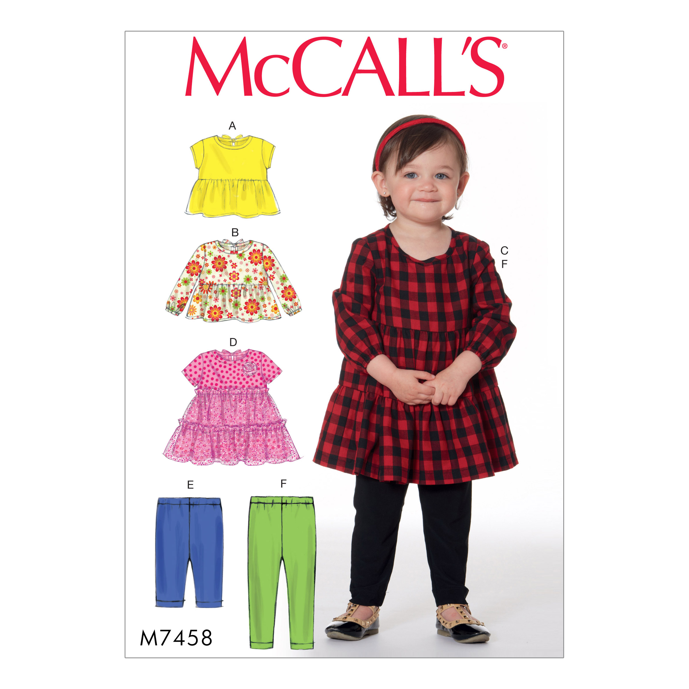 Patron McCall's 7458CAA Patron hauts, robes, et collants pour enfants 1-4 ans - McCall's - Mondial Tissus