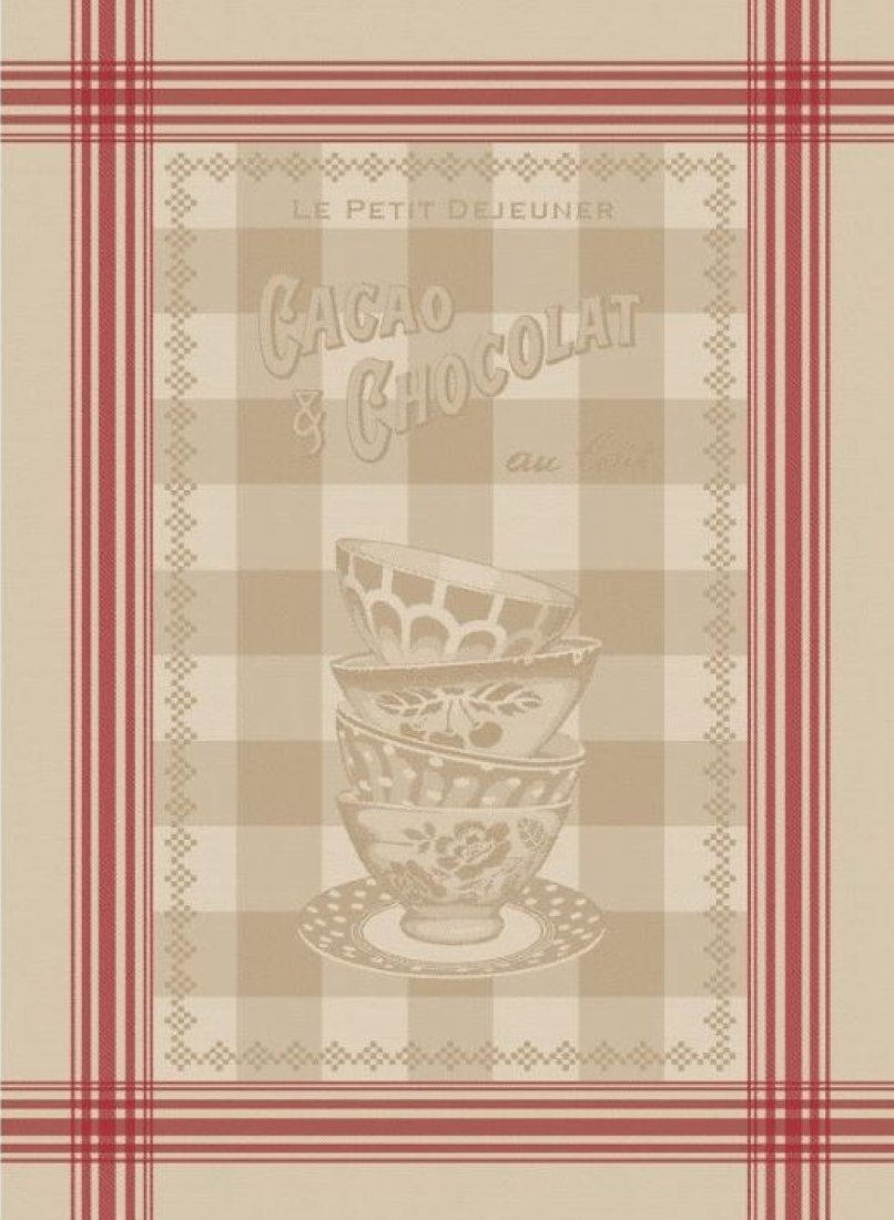 Torchon+jacquard+dejeuner+50+x+70+cm+lin+rouge+-+Mondial+Tissus