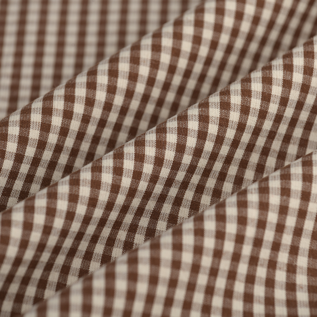 Tissu tissé teint mini vichy marron - MT