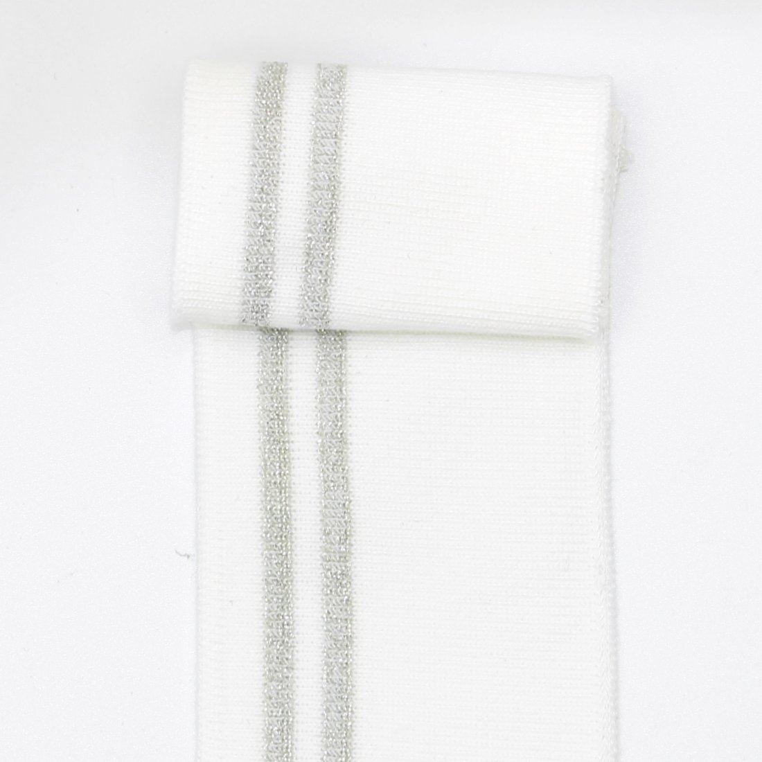 Bord côte et bas de blouson blanc argenté