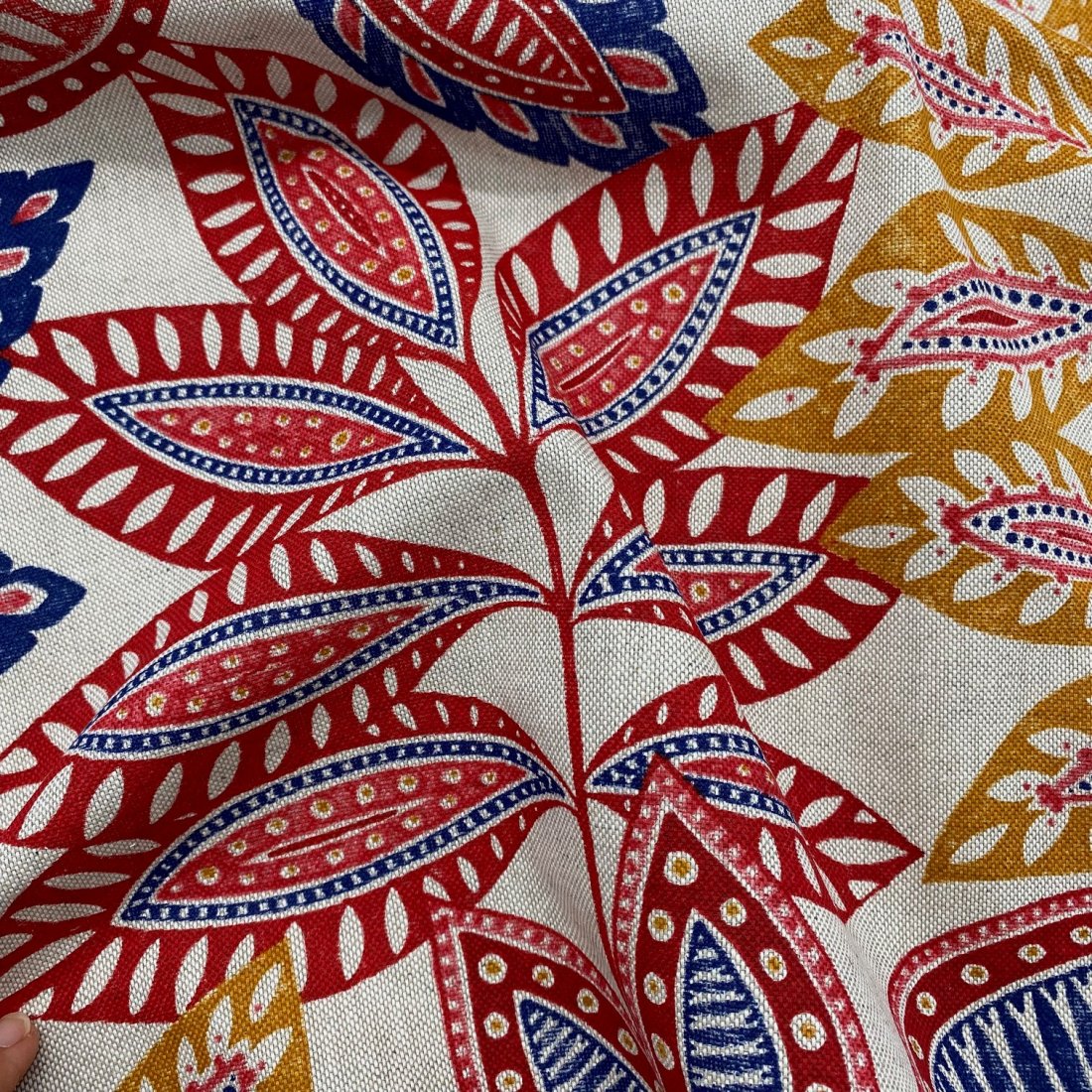 Tissu bachette imprimé grand feuillage