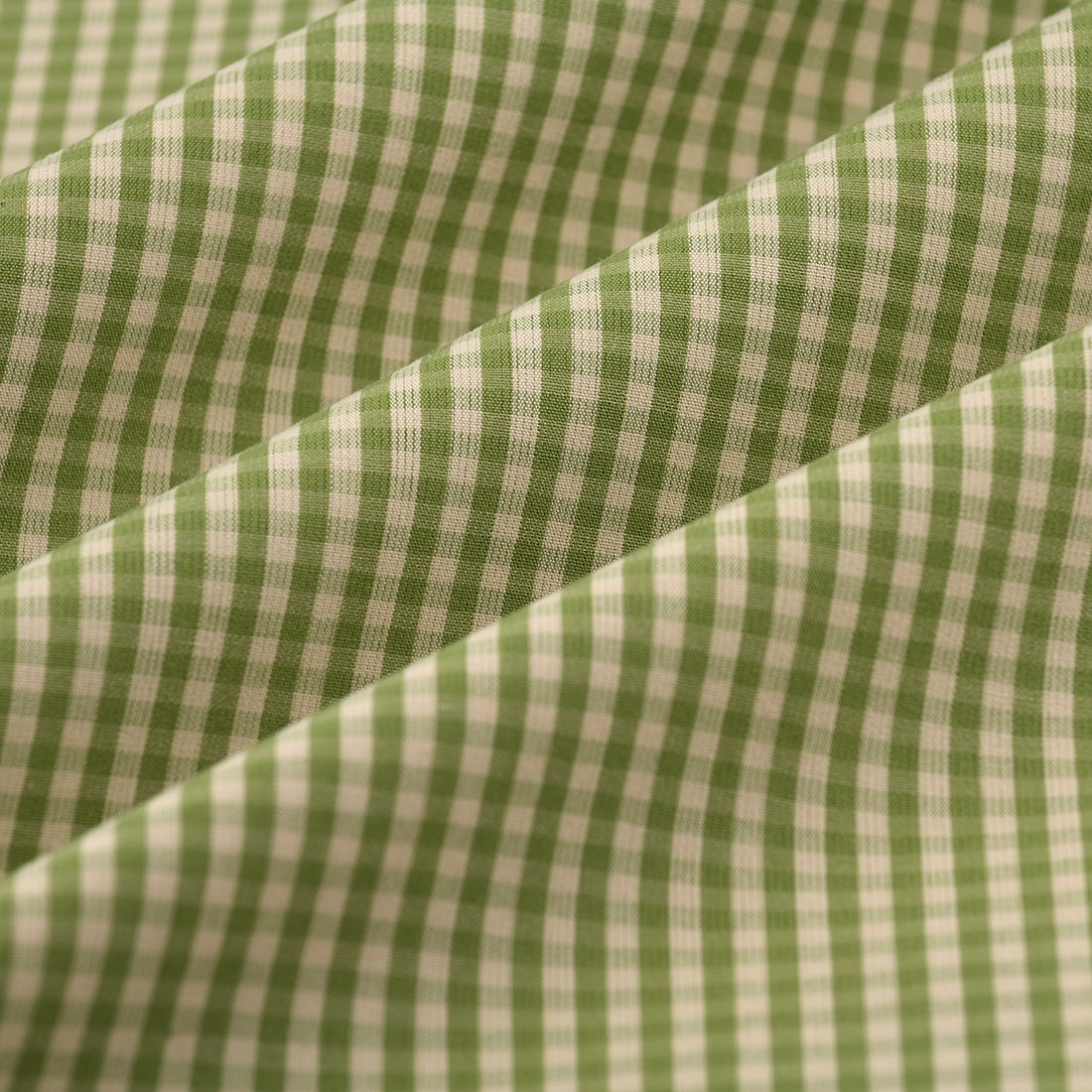 Tissu tissé teint mini vichy vert beige - MT