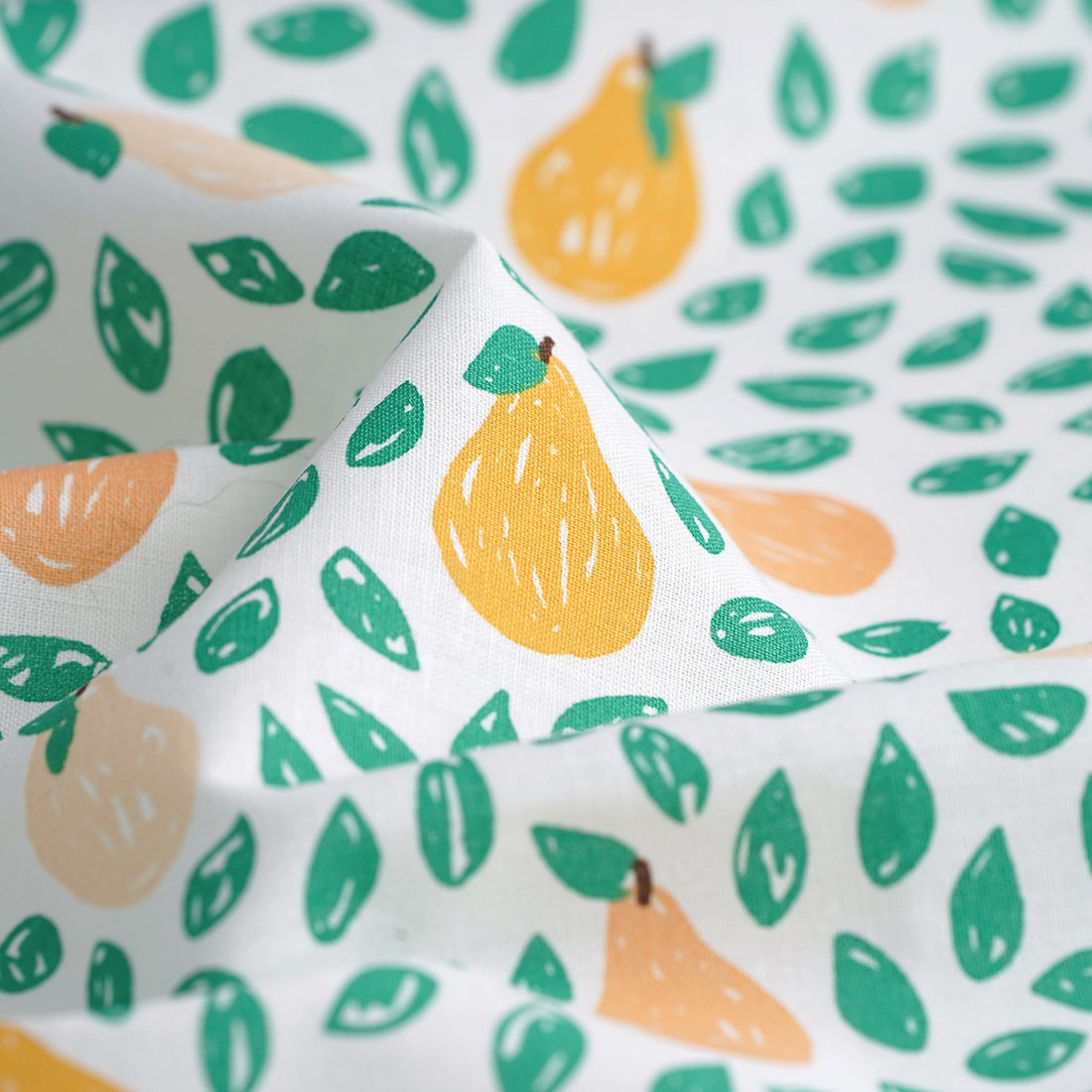 Tissu coton blanc poires