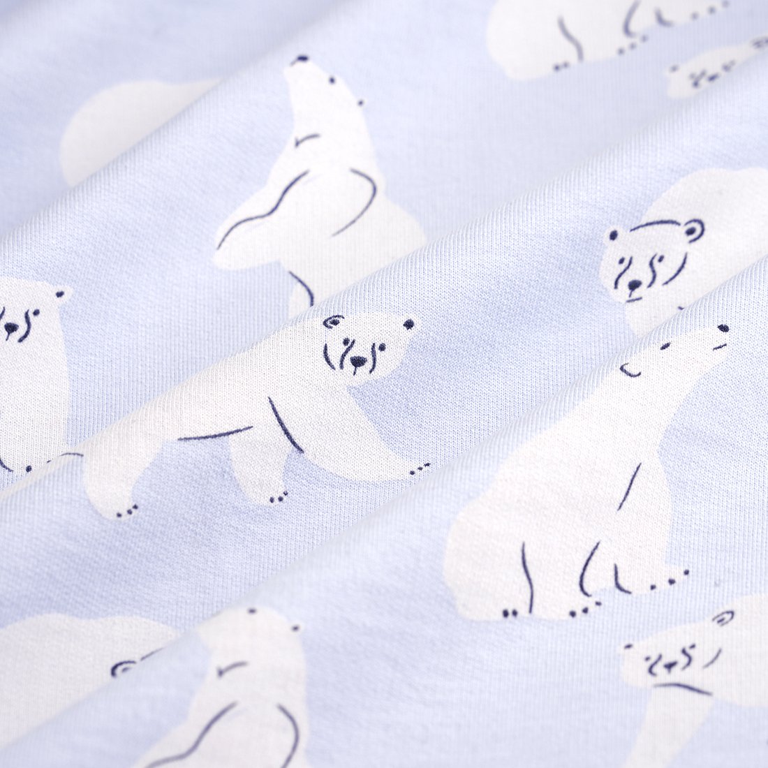 Tissu molleton ours polaire blanc bleu - MT