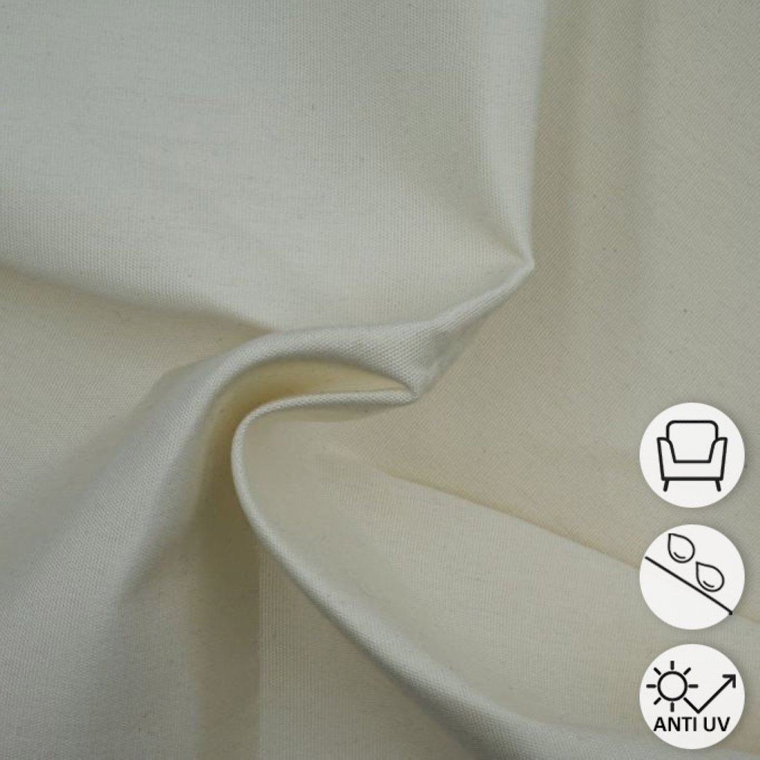 Tissu toile transat anti-uv uni écru 44cm