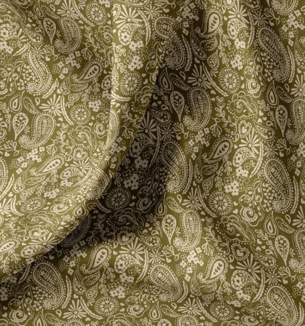Tissu enduit arabesque fleuri vert - DOMOTEX